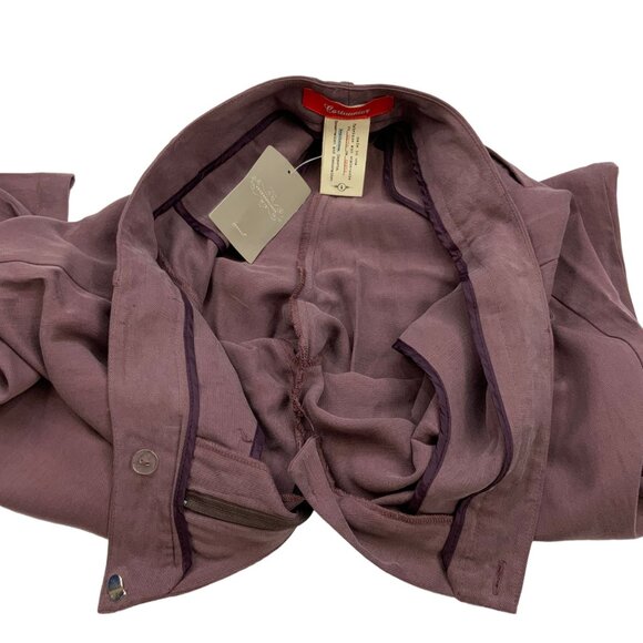 Anthropologie Cartonnier Tencel Pant 4 Purple Pleated Front Straight Leg Fall - Picture 6 of 12